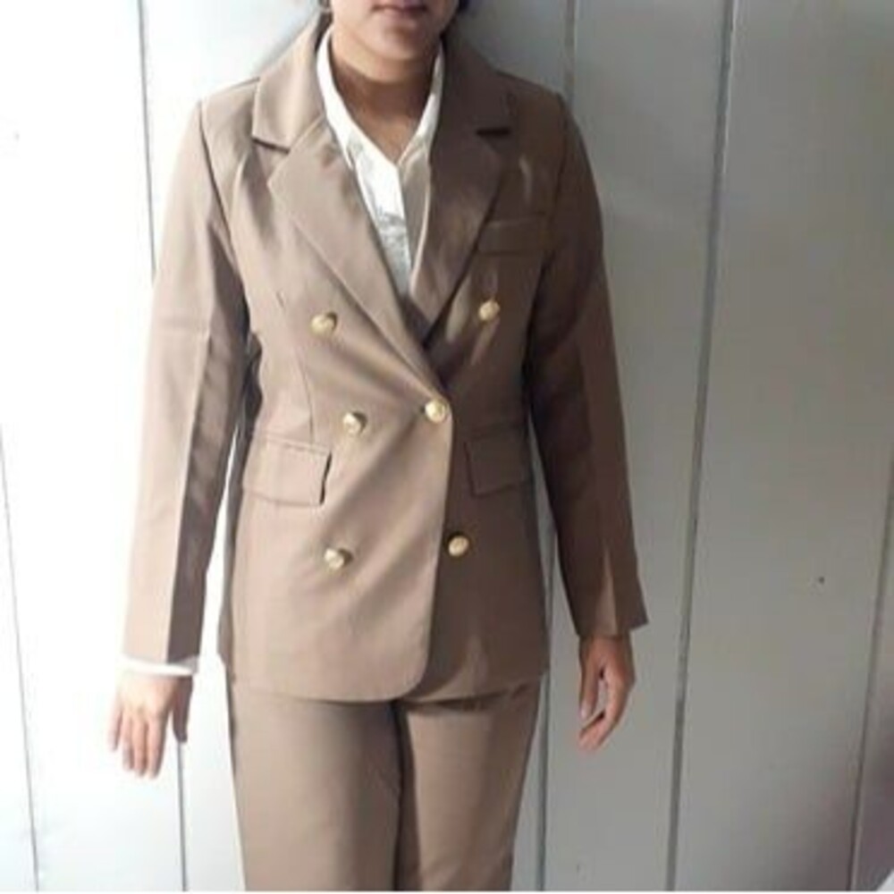 Women Suits Long Sleeve Blazer Jacket Slim High Waisted Pant Set Size S #13